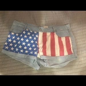 American Flag Denim Shorts